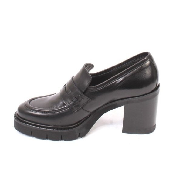 Luca Grossi 002 Black Leather Platform Loafers Heel Shoes Pumps - Picture 6 of 8